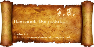 Havranek Bernadett névjegykártya